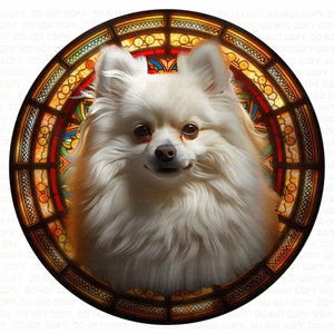 Pomeranian sign, Dog wreath sign, Pomeranian gift, Imitation stained glass dog sign, Pet Dog Memorial, Pomeranian Plaque, Pomeranian art