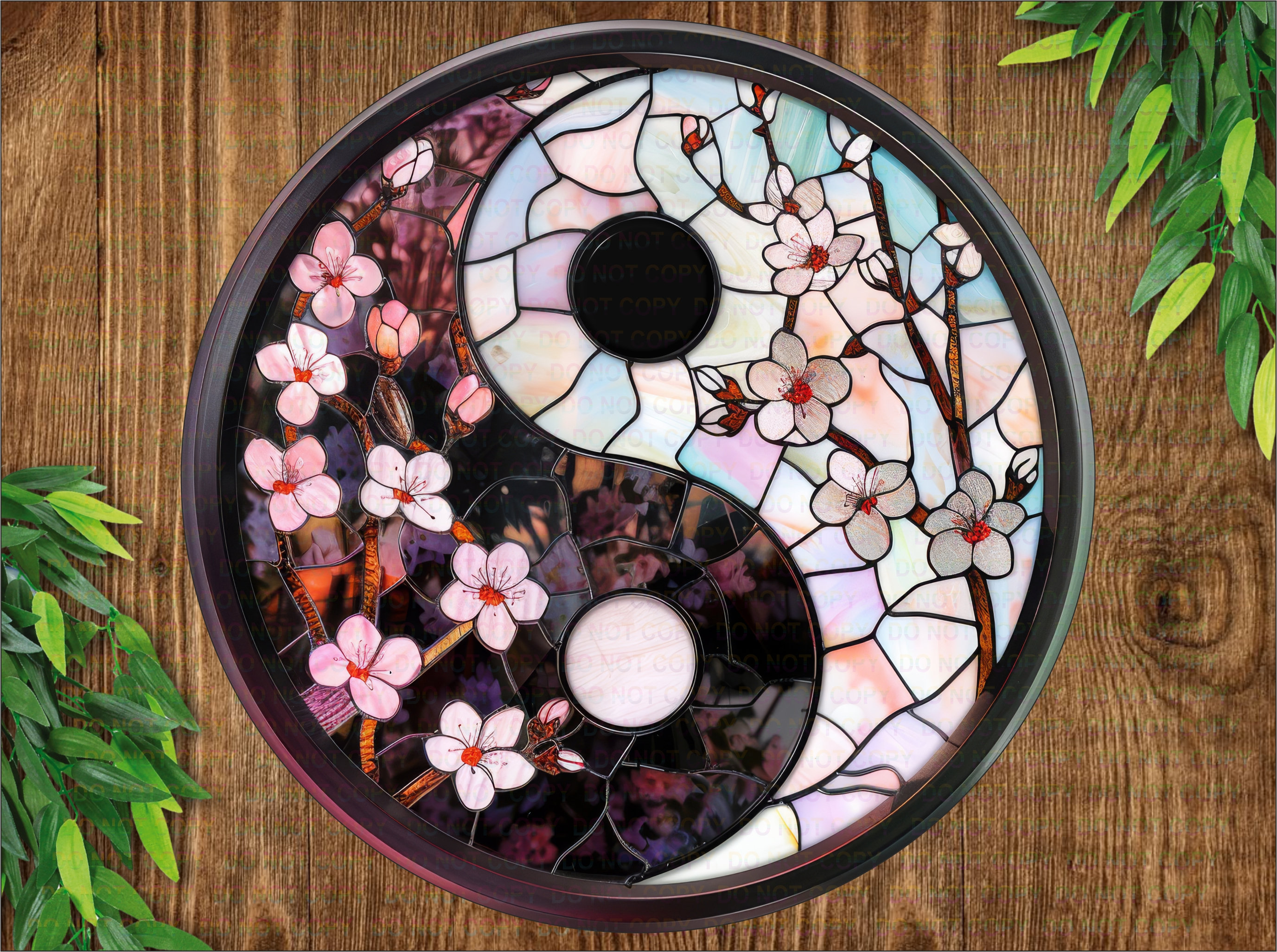Yin Yang Floral Wall Sign, Japanese Inspired Wall Art, Zen Circle