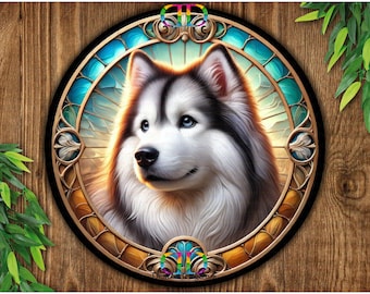 Cartello Husky, cartello con ghirlanda di cani Husky, regalo Husky, targa Husky, cane Husky siberiano, cartello Husky siberiano, regalo cane Husky