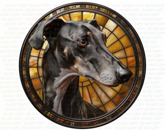 Greyhound-Schild, Hundekranz-Schild, Greyhound-Geschenk, Glasmalerei-Hundeschild, Haustierhund-Denkmal, Greyhound-Plakette, Metallhundeplakette