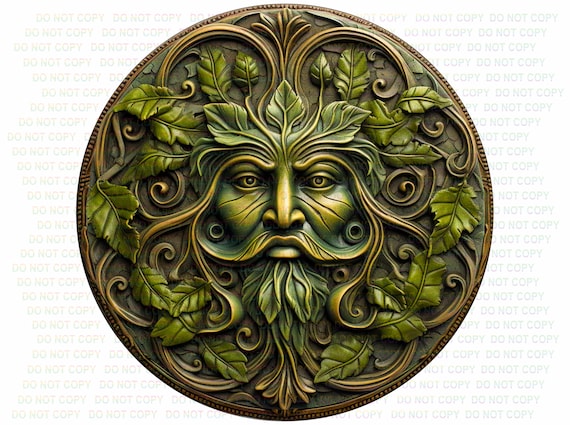 Targa Da Parete Green Man – Uomo Verde Della Cattedrale Di Gloucester – In Resina E Pietra, Made UK