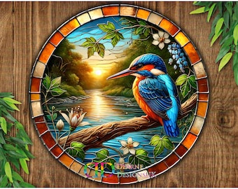 Vintage Foil Art Kingfisher Framed Kingfisher Picture. Signed P