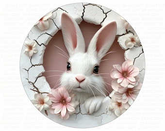 Easter rabbit sign, easter bunny wreath sign, cute easter bunny sign, wreath sign uk, easter sign, happy easter sign, cute rabbit sign