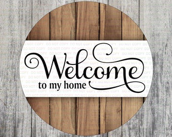 Welcome To MY Home sign, welcome wreath sign, welcome to my home wreath sign, welcome plaque, wood effect wreath sign, welcome wreath