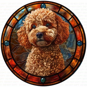 Cockapoo sign, Cockapoo dog sign, Cockapoo dog wreath sign, Cockapoo gift, Pet Memorial plaque, stained glass cockapoo, metal dog plaque
