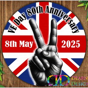 VE Day 80 year celebration sign, VE Day sign, ve day commemoration, ve day 80 years, 8th May, VE Day wreath