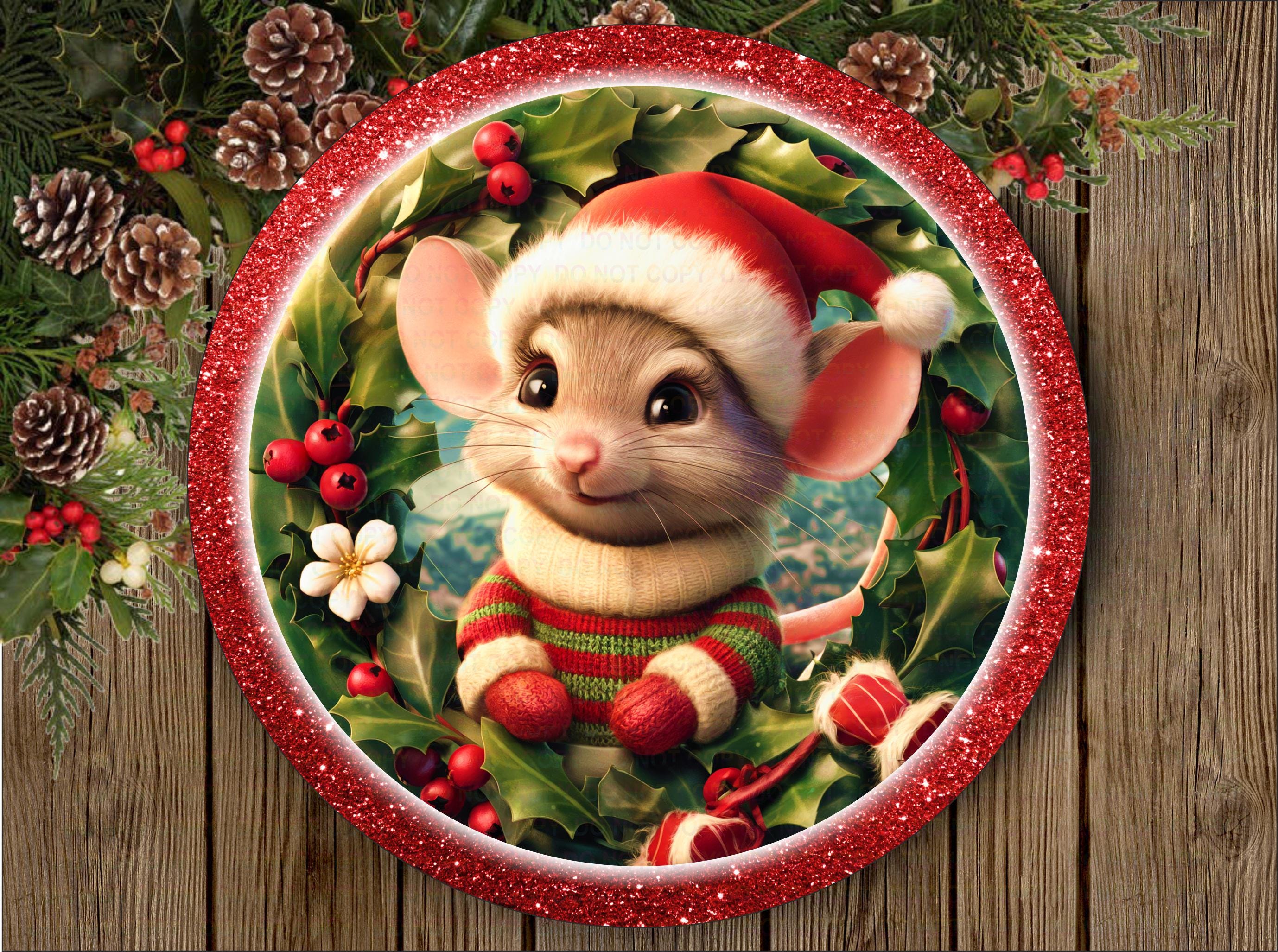 Adorable Xmas Mouse Sign, Cute Christmas Mouse Sign, Merry Xmas