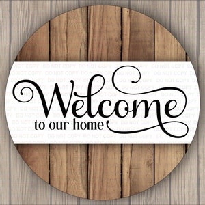 Welcome To Our Home sign, welcome wreath sign, welcome to our home wreath sign, welcome plaque, wood effect wreath sign, welcome wreath