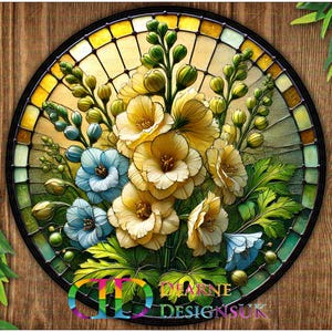 Delphiniums sign, Delphiniums wreath sign, Delphinium sign, spring, faux stained glass delphinium sign, garden decoration, delphinium art