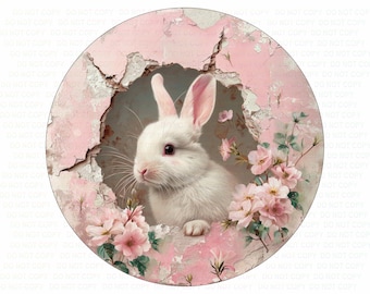 Easter rabbit sign, easter bunny wreath sign, cute easter bunny sign, wreath sign uk, easter sign, happy easter sign, cute rabbit sign