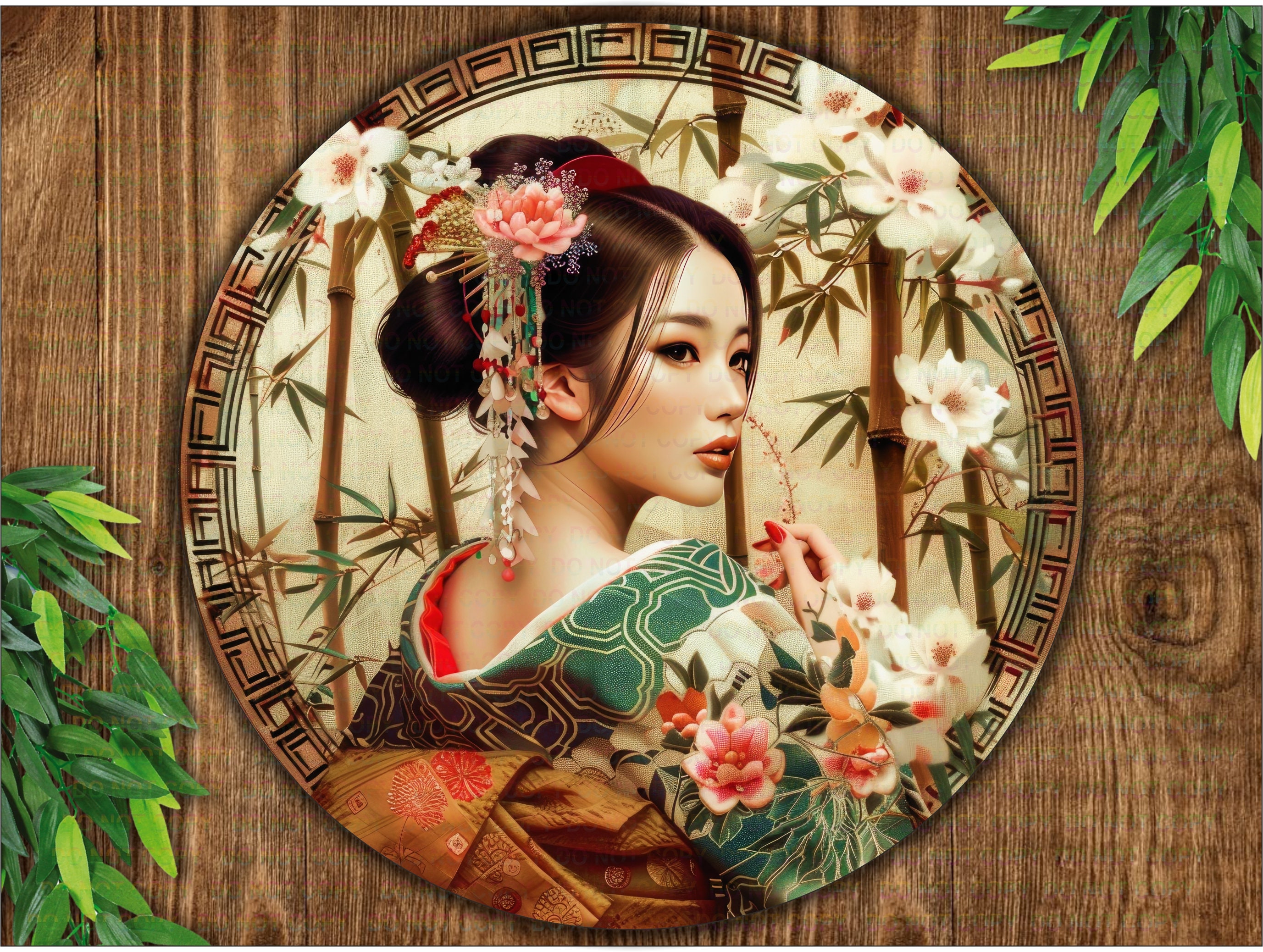 Tenture Murale Geisha Japonaise 130x150 Cm - Motif Fleurs De Cerisier | Décoration Chambre, Salon, Style Asiatique - 8