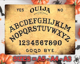 Letrero de ouija, placa de ouija, arte de ouija, letrero de oráculo misterioso
