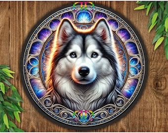 Cartello Husky, cartello con ghirlanda di cani Husky, regalo Husky, targa Husky, cane Husky siberiano, cartello Husky siberiano, regalo cane Husky