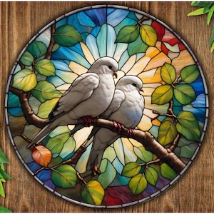 Doves sign, Faux Stained Glass effect sign, Doves wreath sign, Welcome wreath , Front door wreath sign, White doves sign