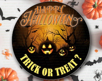 Halloween wreath sign, Trick or treat sign, Trick or treat wreath sign, halloween sign, halloween plaque, Happy Halloween, Pumpkin sign