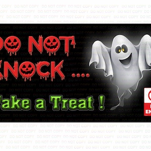 NE FRAPPE PAS Enseigne d&#39;Halloween pour porte ou guirlande florale Enseigne fantôme pour halloween