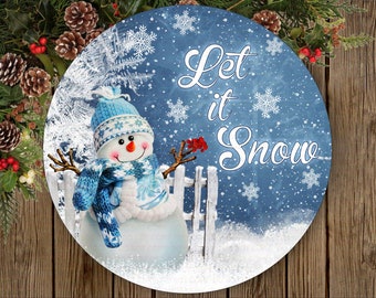 Let it snow wreath sign, christmas snowman sign, merry xmas wreath, christmas wreath sign, xmas wreath sign, metal wreath sign uk
