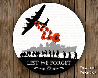 Lest We Forget remembrance wreath sign, Poppy Day sign, Round Remembrance wreath sign, poppy day wreath, poppy wreath