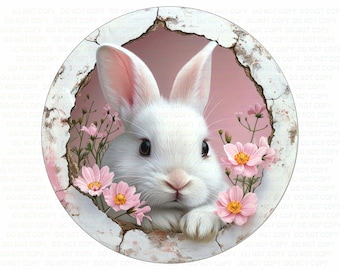 Easter rabbit sign, easter bunny wreath sign, cute easter bunny sign, wreath sign uk, easter sign, happy easter sign, cute rabbit sign