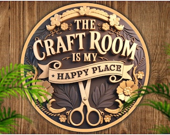 Craft Room sign, Craft room door sign, Craft room decor, arts & crafts room, rustic craft room sign, craft room is my happy place