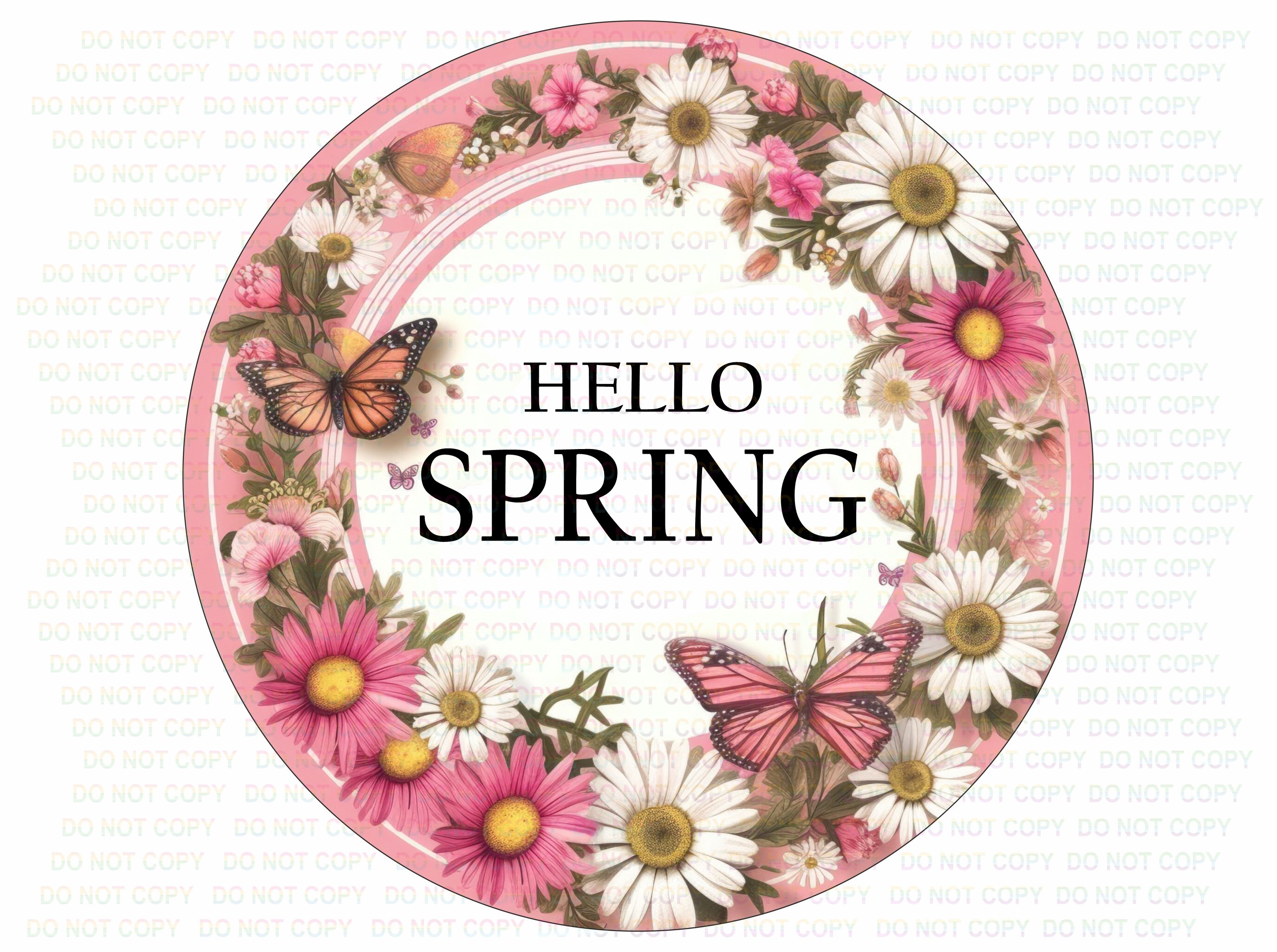 Hello Spring Wreath Sign, Happy Spring Round Sign, Spring Door Sign ...