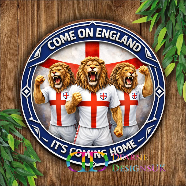 England 3 Lions Sign, Come on England Wall Plaque, It’s Coming Home ...