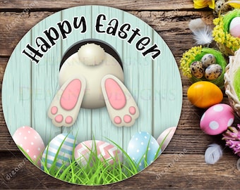 Easter wreath sign, easter bunny wreath sign, cute easter bunny sign, wreath sign uk, easter sign, hoppy easter sign