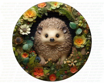 Hedgehog sign, Hedgehog wreath sign, Hedgehog sanctuary sign, wreath sign uk, spring sign, hedgehog plaque, hedgehog, hedgehog garden art