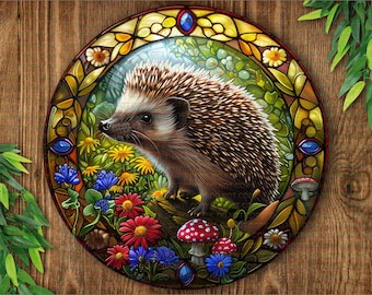 Hedgehog sign, Hedgehog wreath sign, Hedgehog sanctuary sign, wreath sign uk, spring sign, hedgehog plaque, hedgehog, hedgehog garden art