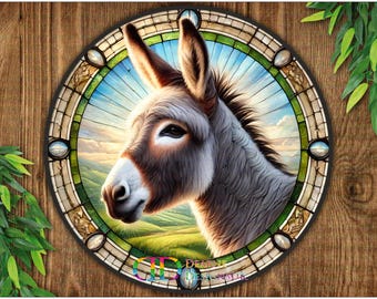 Donkey sign, Donkey plaque, Donkey art, faux stained glass Donkey, metal donkey sign, Donkey wall art, Donkey farmhouse decor