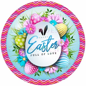 Cartello con ghirlanda di Pasqua felice, cartello con ghirlanda di coniglietto pasquale, cartello con coniglietto pasquale carino, cartello con ghirlanda nel Regno Unito, cartello di Pasqua, cartello di Pasqua felice
