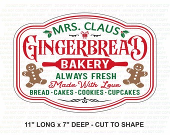 Gingerbread Bakery Sign, Gingerbread wreath sign, christmas bakery sign, candy shop, xmas bakery shop, metal gingerbread sign