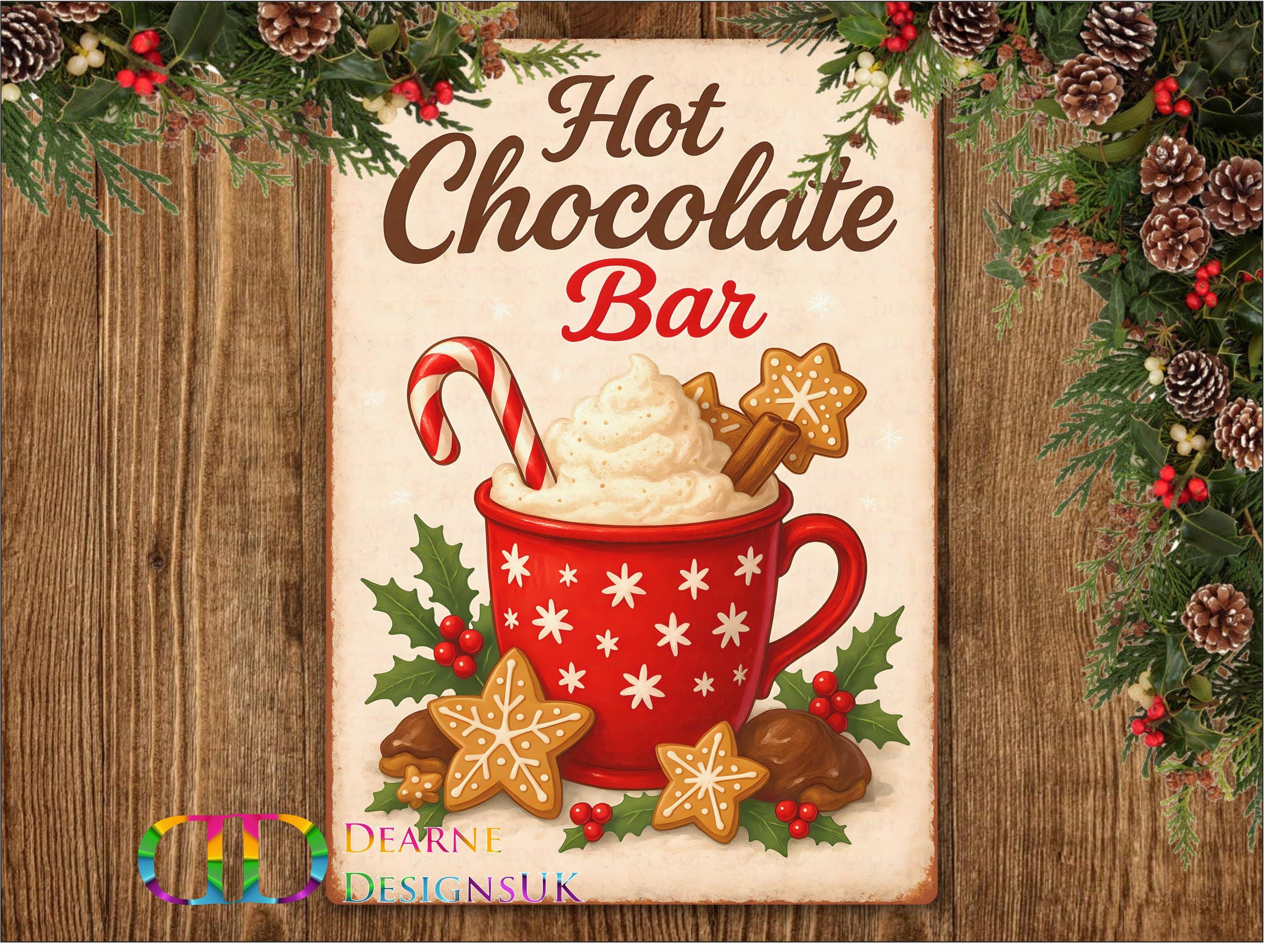 Christmas Hot Chocolate Bar Sign, Christmas Hot Chocolate Wreath