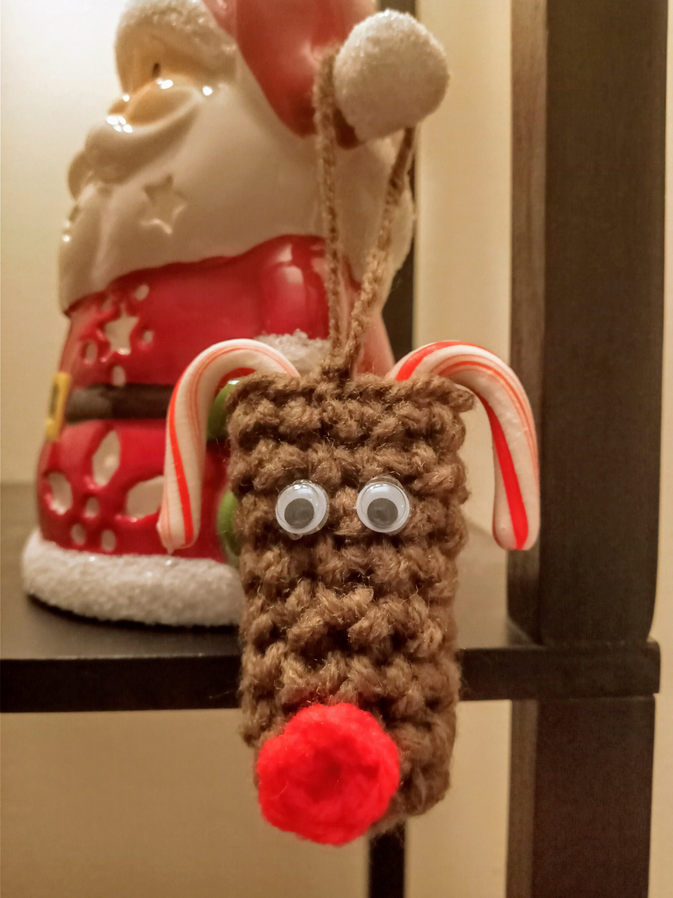 Crochet Reindeer Candy Cane Holder Ornament set of 4 Etsy UK