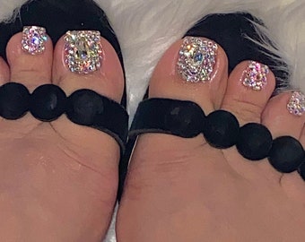20 Bling Toe Press on nails + Free Prep Kit | Bling bling press on toe nails |Perfect Birthday, Gala, Quince or Vacation set or Gift for her