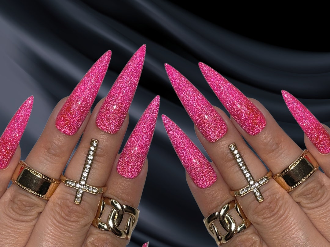 Hot Pink Press On Nails Medium Long Square Xcreando Medium Glue on Nails  Coffin Perfect Fake Nails with Pure Color Natural Spring Nails Salon  Press-on Feature Glossy Shade for Women and Girls