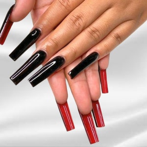 Black & Red Bottoms Press On Nails + Free Prep Kit | Luxurious Birthday, Gala, Party nails also avail in other shapes and lengths!