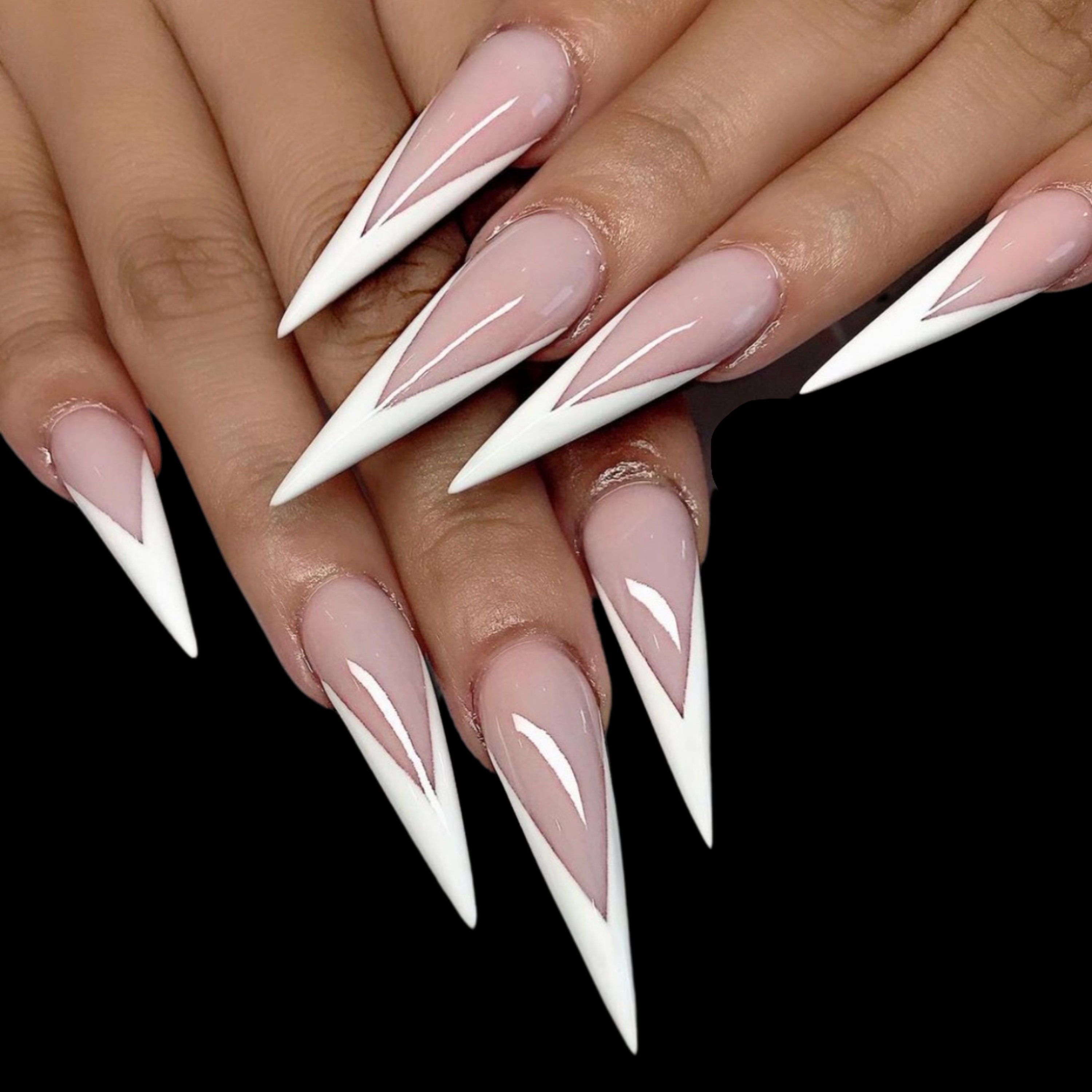 White French V Tip Press on Nails Free Prep Kit Luxurious - Etsy Denmark