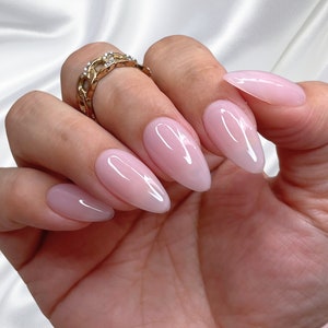 Light Pink Press on Nails | Classy nails, Luxury nails, Fake nails, Long nails, perfect for date night, Wedding, Quincenera, NYE nails.