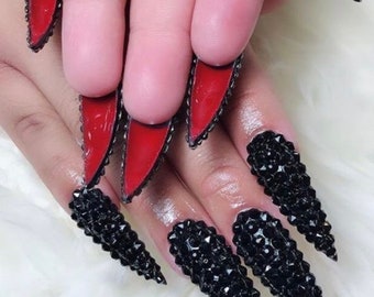 Designer Inspired Press ons | Red Bottoms | FancyB Press on Nails