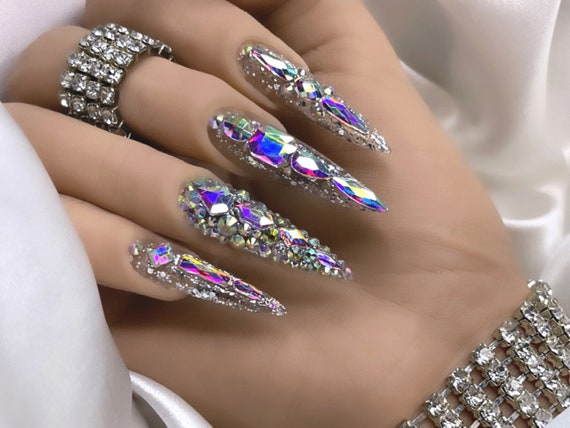 Bling Press on Nails Free Prep Kit Luxurious Swarovski Diamond for