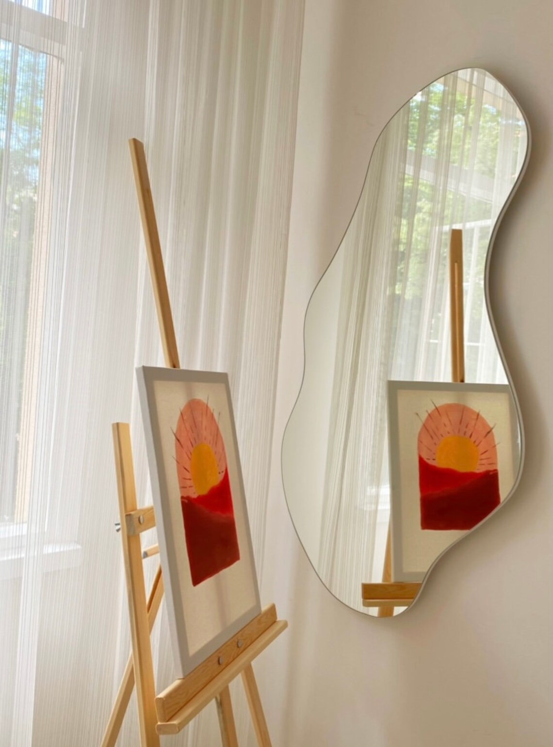 Wavy Asymmetrical Mirror Asymmetric Mirror Asymmetrical Etsy