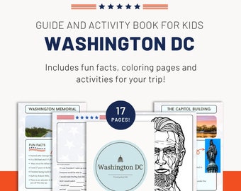 Washington DC Educational Travel Guide and Activity Guide for Kids! Instant Download! Ages 6-12
