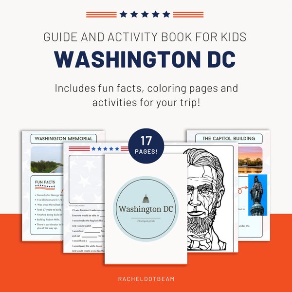 Washington DC Educational Travel Guide and Activity Guide for Kids! Instant Download! Ages 6-12