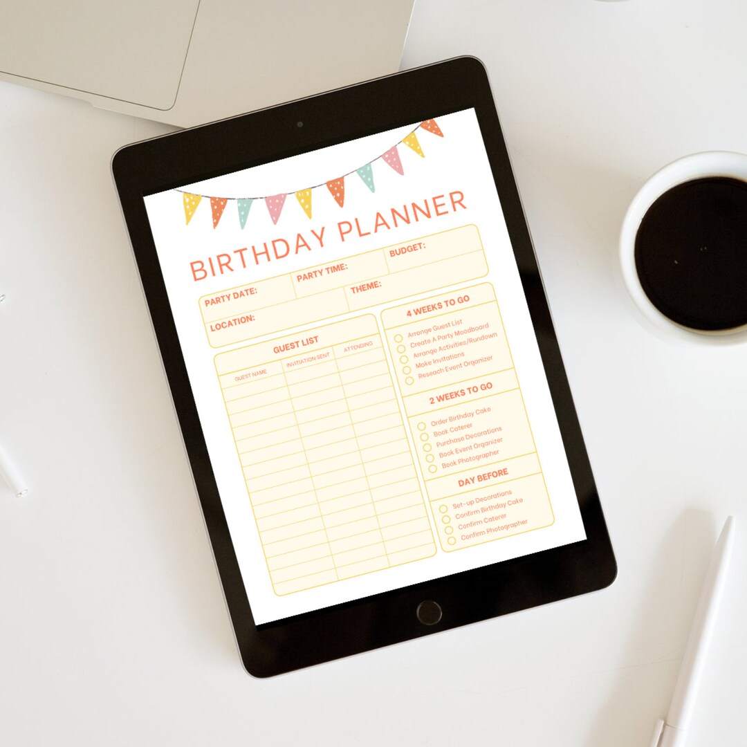 Printable Birthday Party Checklist for Birthday Party Instant Download ...