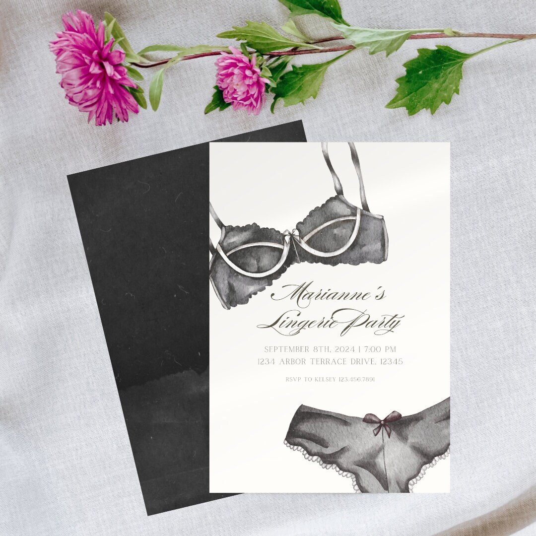 Editable Lingerie Party Invitation Black Lingerie Party Template Bridal ...