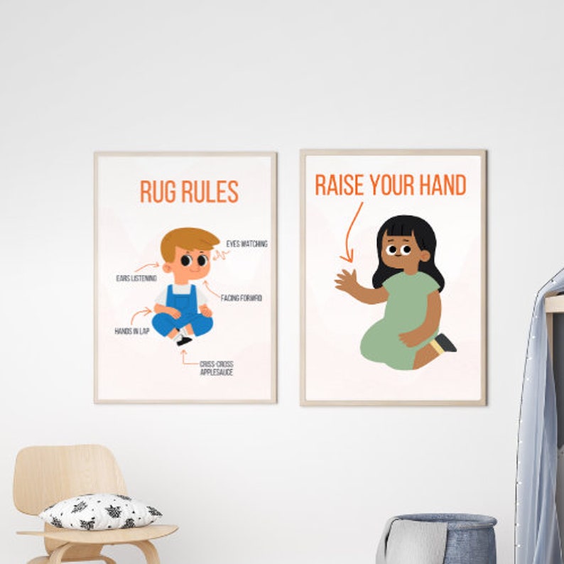 Printable Classroom Rules Sign Rug Rules Classroom Decor Kindergarten