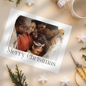 Simple Printable Christmas Photo Postcard Editable Canva Template Instant Download