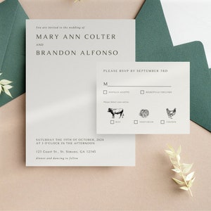 Minimalist Wedding Invitation RSVP Card Template Modern Wedding Invite Digital Download Printable Template
