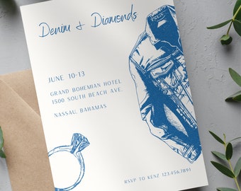 Editable Denim and Diamonds Bachelorette Invitation Editable Bachelorette Invitation Instant Download Bachelorette Party Invitation